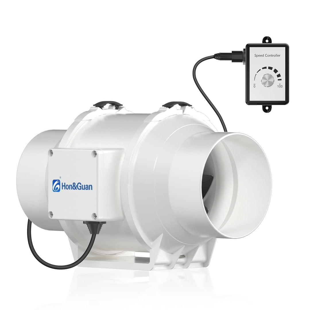 Hon&Guan 5inch Inline Kanalventilator, Abluftventilator Rohrventilator 125mm mit Variabler Geschwind