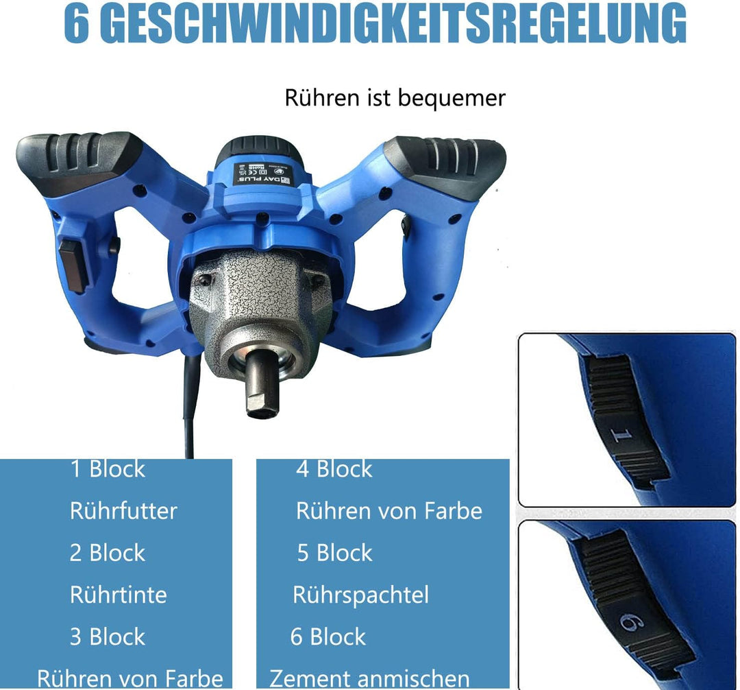 Elektrisches Mischwerkzeug Motar-Rührer Tragbarer Mixer für Beton Zement Putz Mörtel Farbe Professio