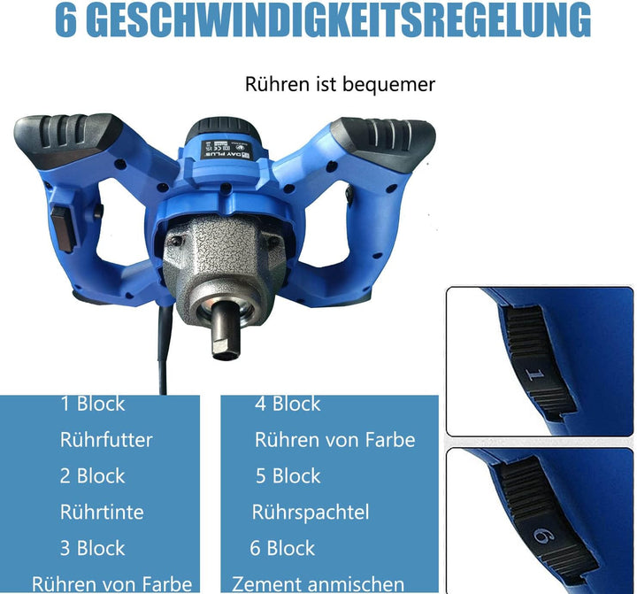 Elektrisches Mischwerkzeug Motar-Rührer Tragbarer Mixer für Beton Zement Putz Mörtel Farbe Professio
