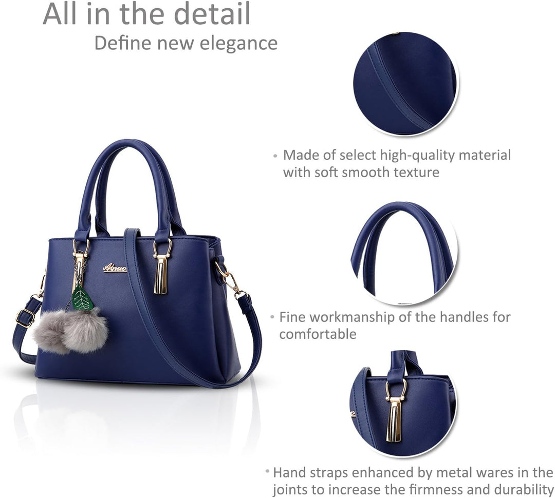 Nicole&Doris Neue PU-Leder beiläufige Art und Weise Handtasche Schultertasche Messenger Bag Navy Bla