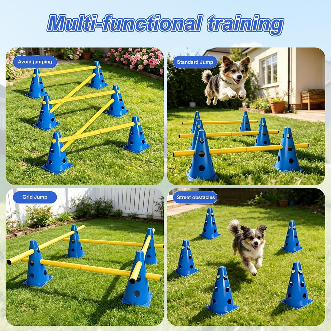 4 Stück Steckhürdenset Grosse Hunde, Hundeparcours Kegel Plastik Agility Set Hunde Klein Indoor Eins