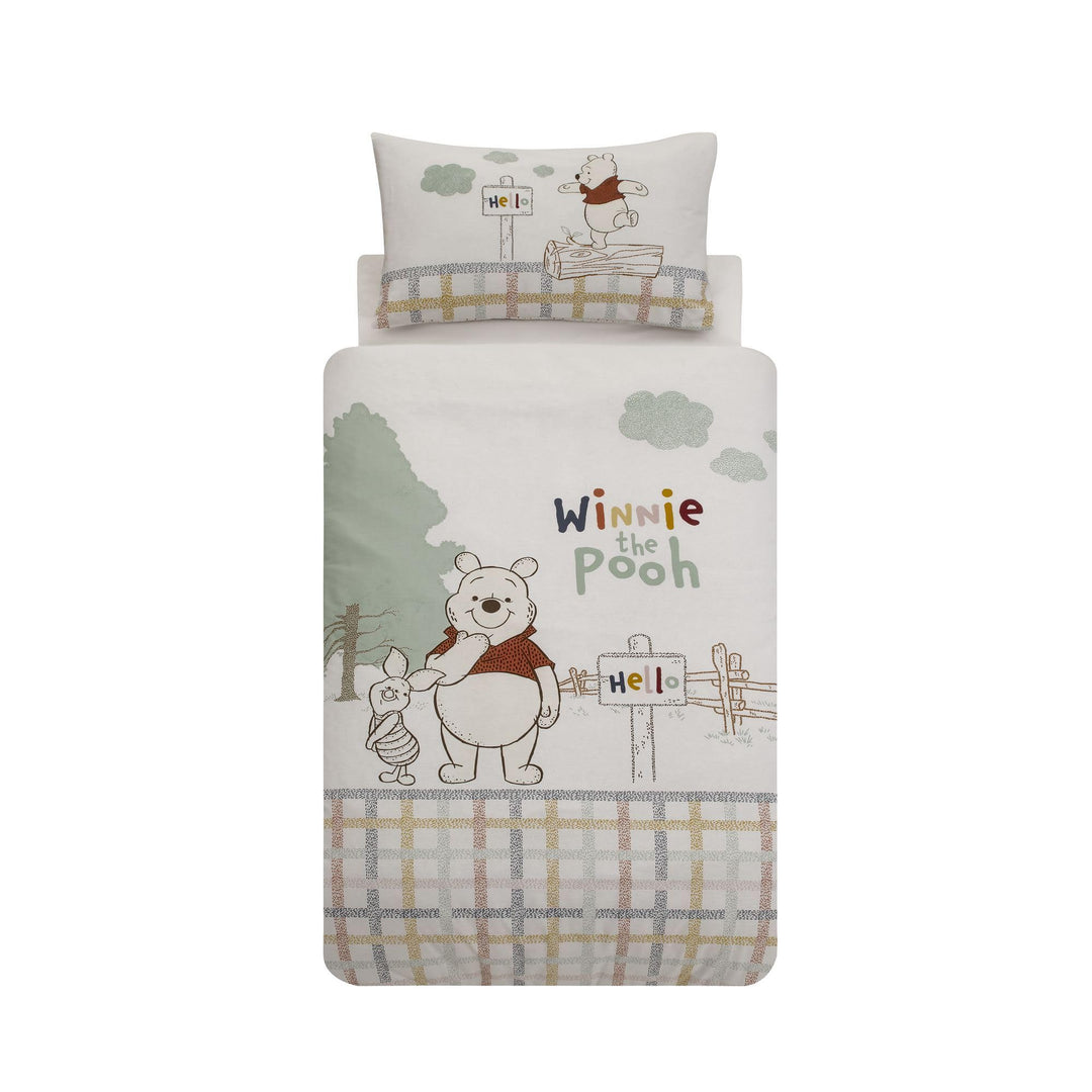 Disney Home Winnie The Pooh Kinderbettwäsche Set 100x135 - Kopfkissenbezug 40x60 - Pooh bär und Ferk
