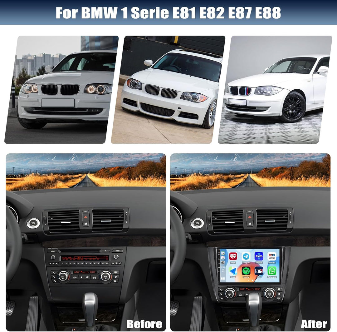 CAMECHO 8 Core 4+64G Android 13 Autoradio für BMW 1 Serie E81 E82 E87 E88 mit Navi Carplay Android A