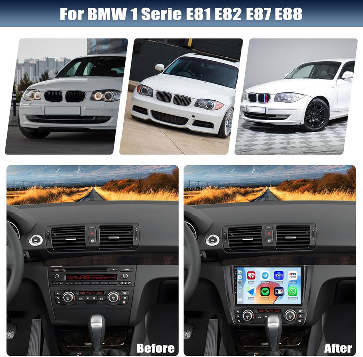 CAMECHO 8 Core 4+64G Android 13 Autoradio für BMW 1 Serie E81 E82 E87 E88 mit Navi Carplay Android A