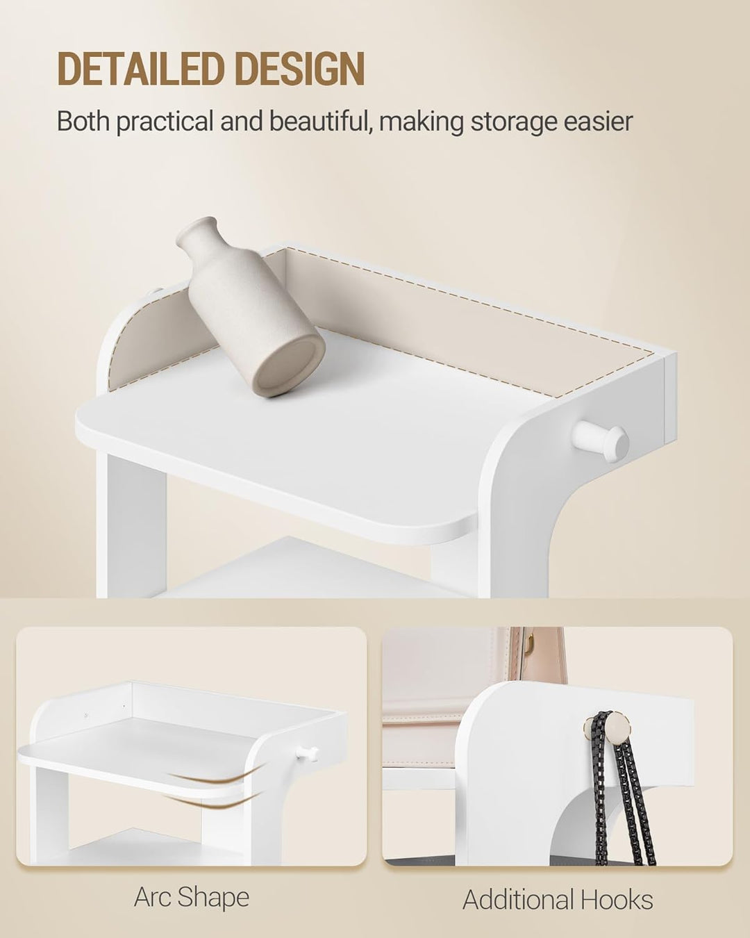 Hzuaneri Schuhregal, Schuhablage mit 10 Ebenen, Holz-Schuh-Organizer mit Haken, Verstellbar, Platzsp