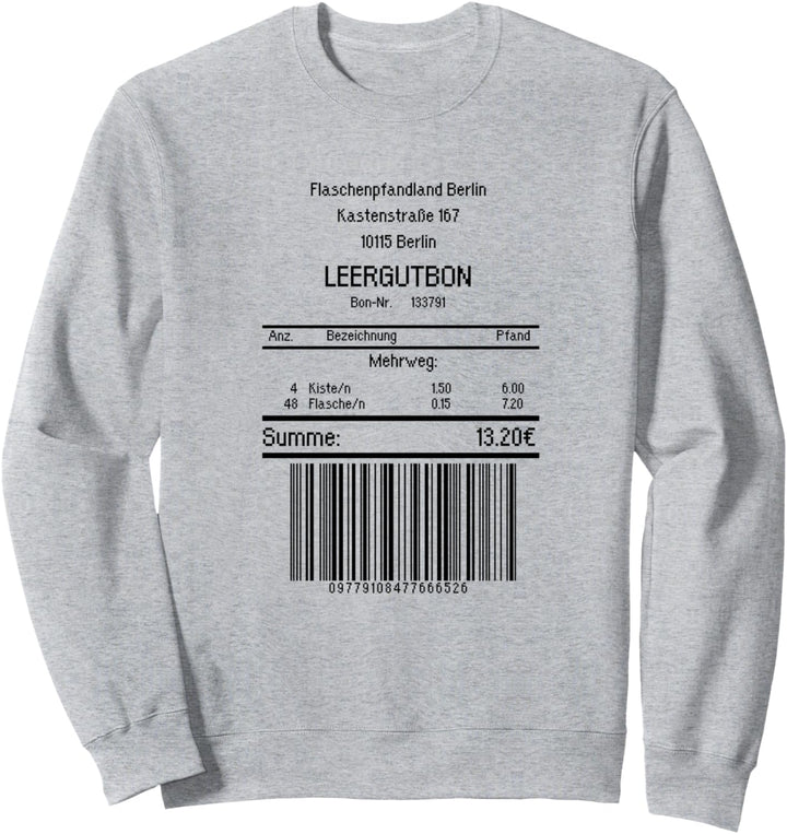 Leergutbon Geschenk Flaschenpfand Pfand Pfandbon Leergut Sweatshirt