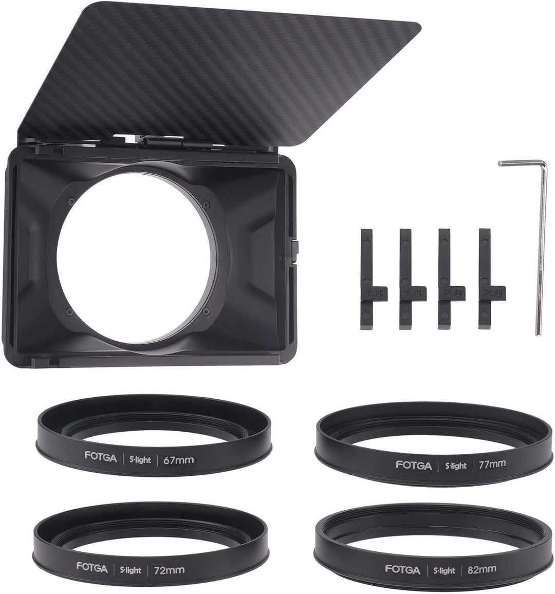 FOTGA Mini Matte Box Leicht Clamp-On Mattebox mit Carbon Fiber Top Flag für Spiegellose DSLR Kamera
