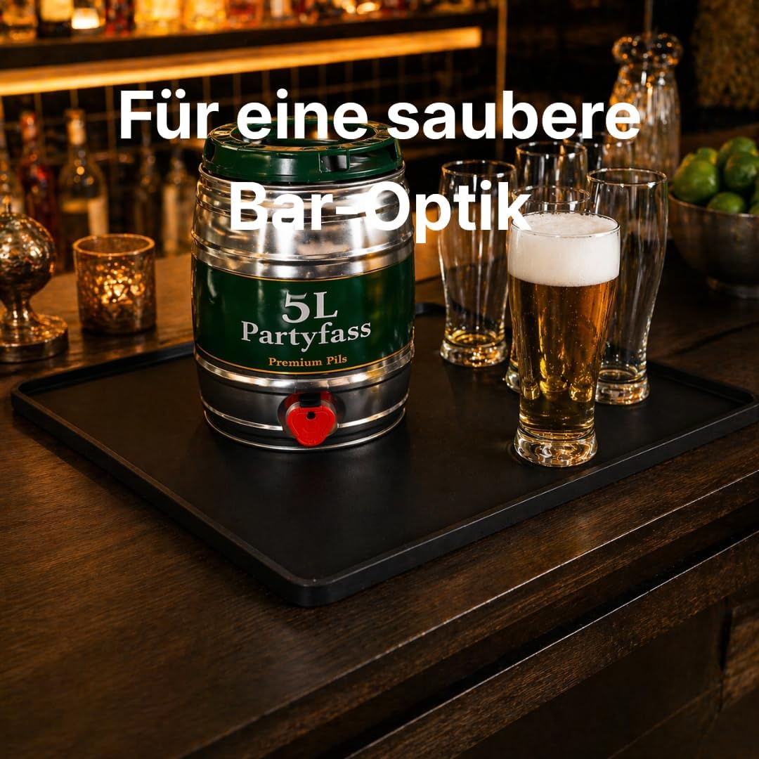 Silikon Matte für Bierzapfanlage 2er Set Schwarz 60 x 40 cm und 40 x 20 cm, rutschfeste Bar Unterlag