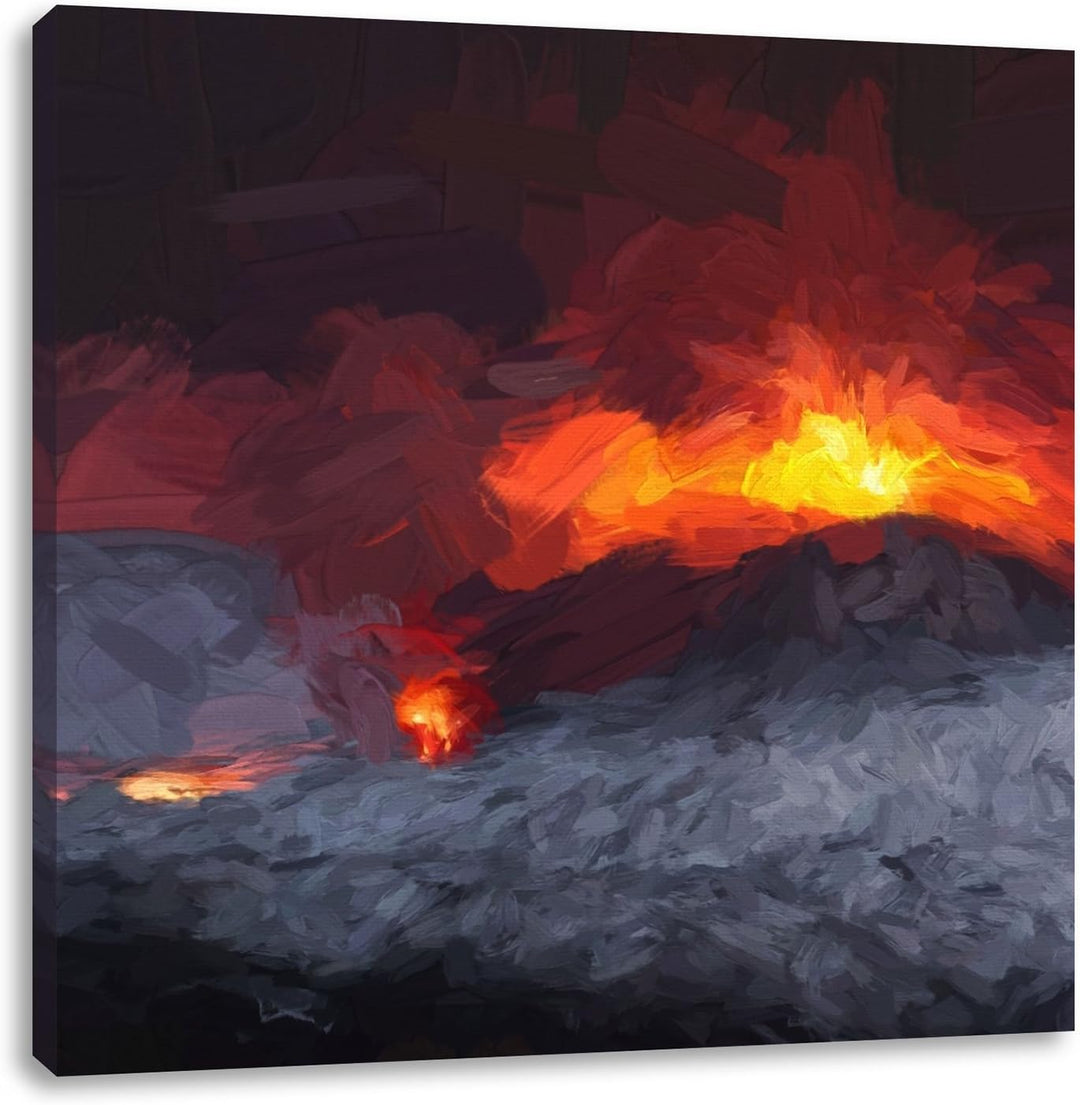 Pixxprint Gewaltiger Ausbruch eines Vulkans als Leinwandbild/Grösse: 70x70 cm/Wandbild/Kunstdruck/fe