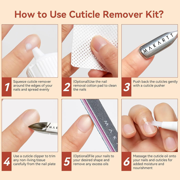 Makartt Nagelhautentferner Set, Cuticle Remover, Nagelfeilen Set, Nagelpflegeöl Set mit Nagelhauttri