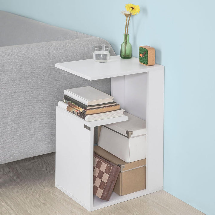 SoBuy FBT69-W Beistelltisch mit 3 Ablagen Couchtisch Kaffeetisch Sofatisch weiss BHT
