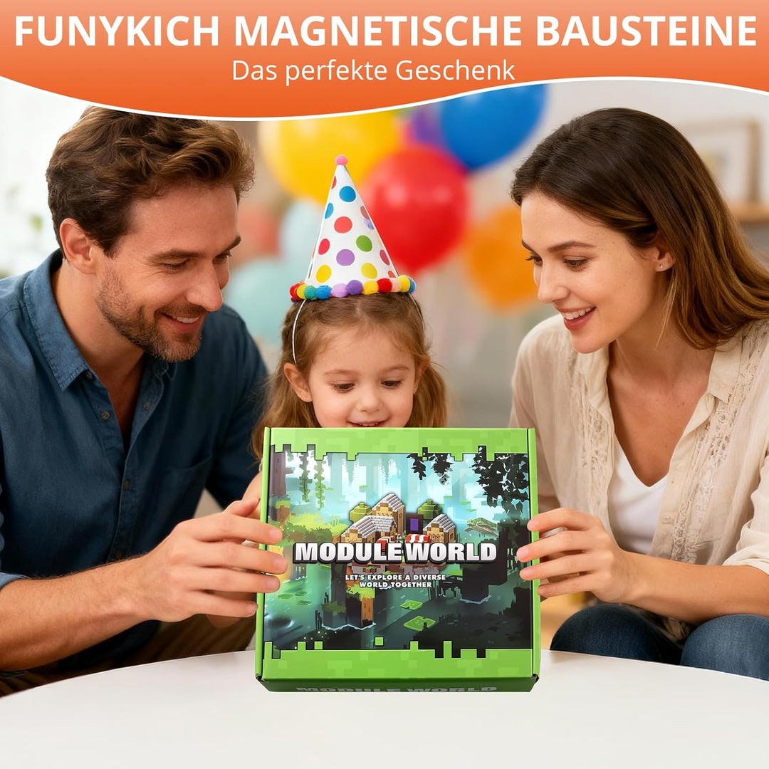 FUNYKICH Magnetische Bausteine, 300PCS Magnetbausteine Bauwelt Magnetspielzeug für ab 3-10 Jahren Ju