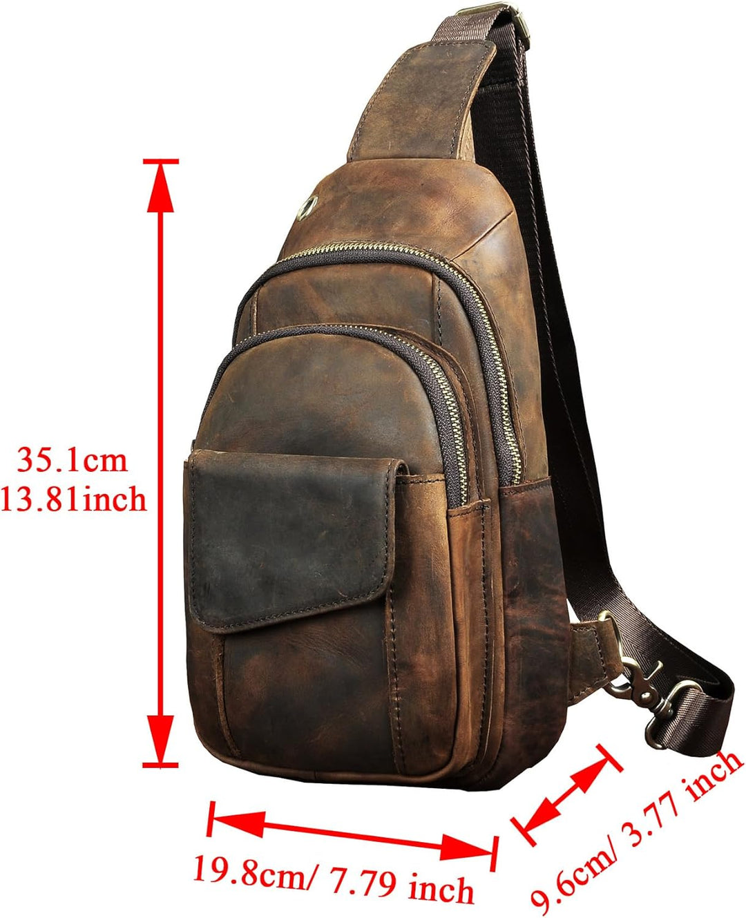Le’aokuu Herren Echtes Leder Hüfttasche Bauchtsche Brusttasche Crossbody Bag Sling Bag Schultertsche