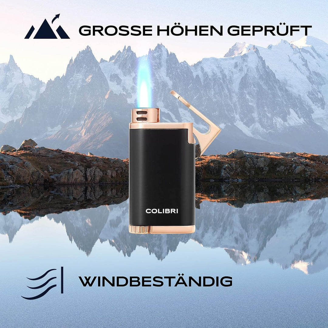 Colibri Belmont Sturmfeuerzeug - Windbeständig - Grosse Einstellrad - Jet Feuerzeug Mit Einzel Jetfl