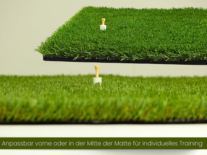 Golf Abschlagmatte 85 x 65 x 4cm, Indoor Outdoor, inkl. Tee + Teehalter verstellbar, tragbar, zusamm