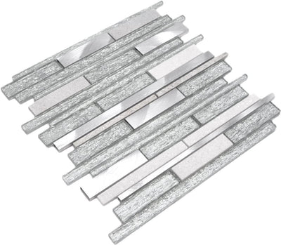 Mosaik Fliese Verbund Stäbchen Aluminium silber Verbund Glasmosaik für WAND BAD DUSCHE KÜCHE FLIESEN
