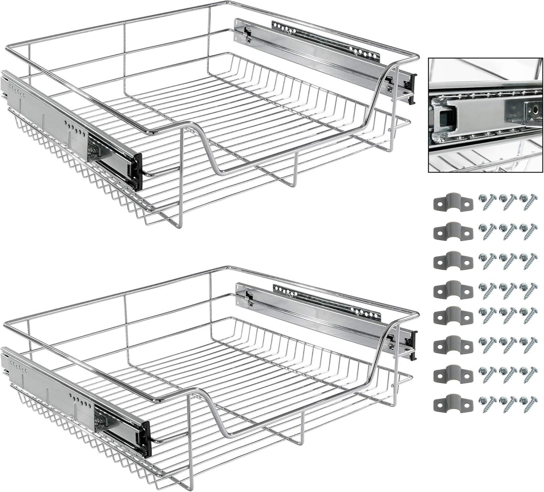 Arebos 2X 60 cm Teleskopschublade Küchenschublade Korbauszug Schrankauszug Schlafzimmerschublade