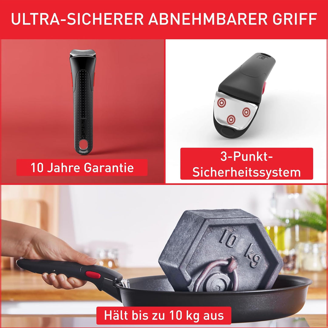 Tefal Ingenio Emotion 5-tlg.Topf und Pfannenset abnehmbarer Griff, stapelbar, platzsparend, Topfset