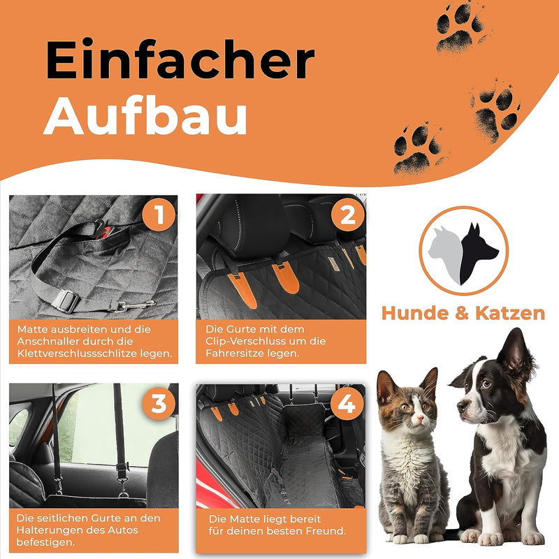 Petsation Hundedecke für Auto Rückbank [Premium] Wasserabweisende Autoschondecke für Hunde mit Sicht