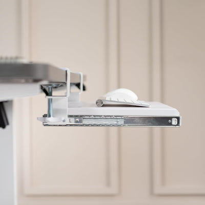 VIVO MOUNT-KB05ES-W Kleine Tastaturablage, ausziehbar unter dem Schreibtisch, mit extra stabilem C-K