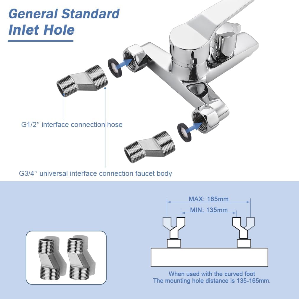 Badewannenarmatur mit Handbrause, Messing Mischbatterie Badewanne mit 5 Funktionen, Aufputz Wannenar