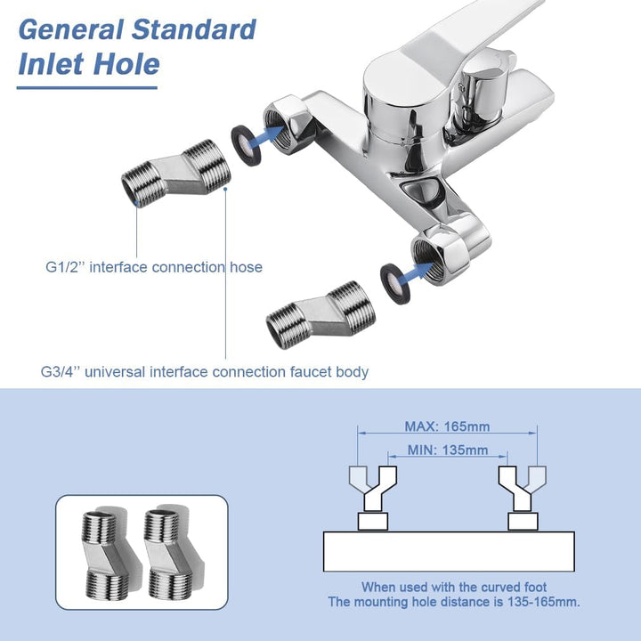 Badewannenarmatur mit Handbrause, Messing Mischbatterie Badewanne mit 5 Funktionen, Aufputz Wannenar