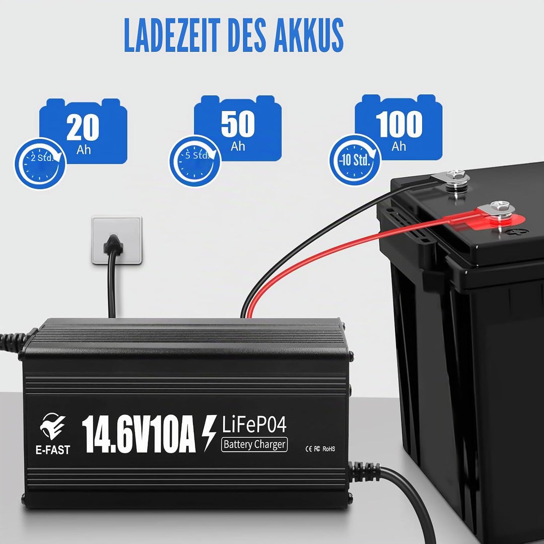 LiFePO4 Batterieladegerät 14,6V 10A Ladegerät 12V für Lithium Batterie Schnelles Aufladen für Wieder