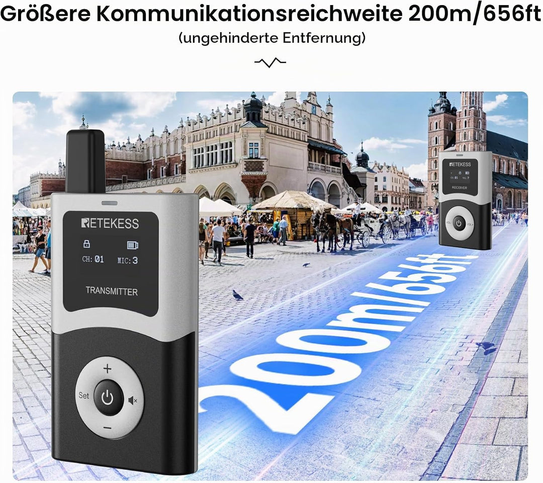 Retekess T130U Whisper Tour Guide System,Tour Guide Set, Tour Guide Mikrofon, Ein-Tasten-Bedienung,