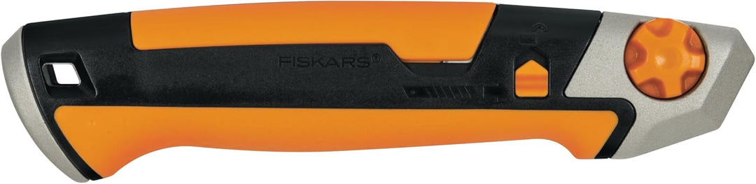 Fiskars Cuttermesser, Länge 16,5 cm, Inklusive Klinge (18mm), Rostfreier Stahl/Kunststoff, Schwarz/O