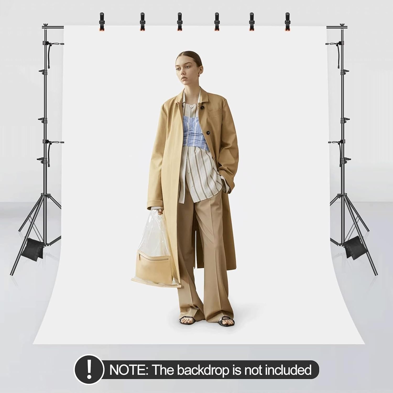 EMART Hintergrundständer Set - 2,6x3m Verstellbar - Für Fotografie & Studio - Inkl. Tragetasche & Klammern