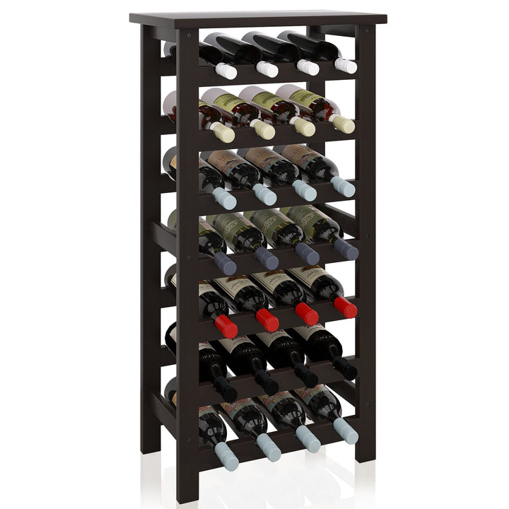 SMIBUY Weinregal aus Bambus, für 28 Flaschen, 7 Etagen, freistehend, für Küche, Speisekammer, Keller