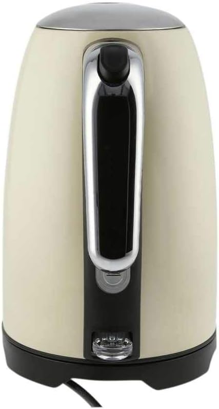 KHG Retro Wasserkocher WK-1714 CE Edelstahl creme beige 1,7 Liter, auswaschbarer Kalkfilter, Wassers