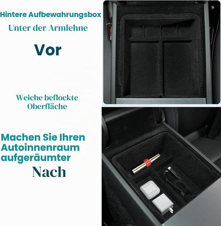 MIEBA 2 Pack Zubehör für Tesla Model 3 Highland 2024 Mittelkonsole Organizer-Ablage, für Tesla Model