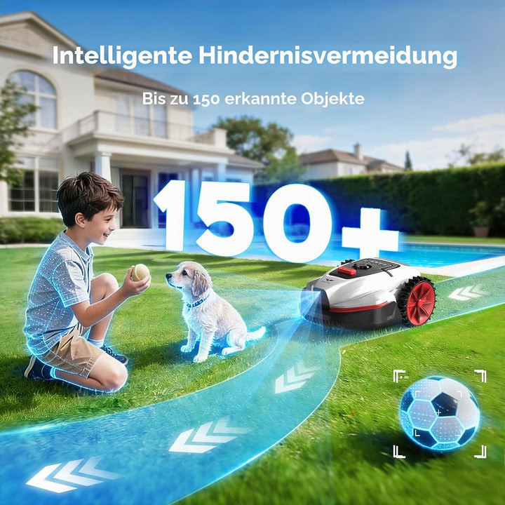 V3 Mähroboter ohne Begrenzungskabel, KI-Visionsnavigation, App-Steuerung, leiser Betrieb, für kleine