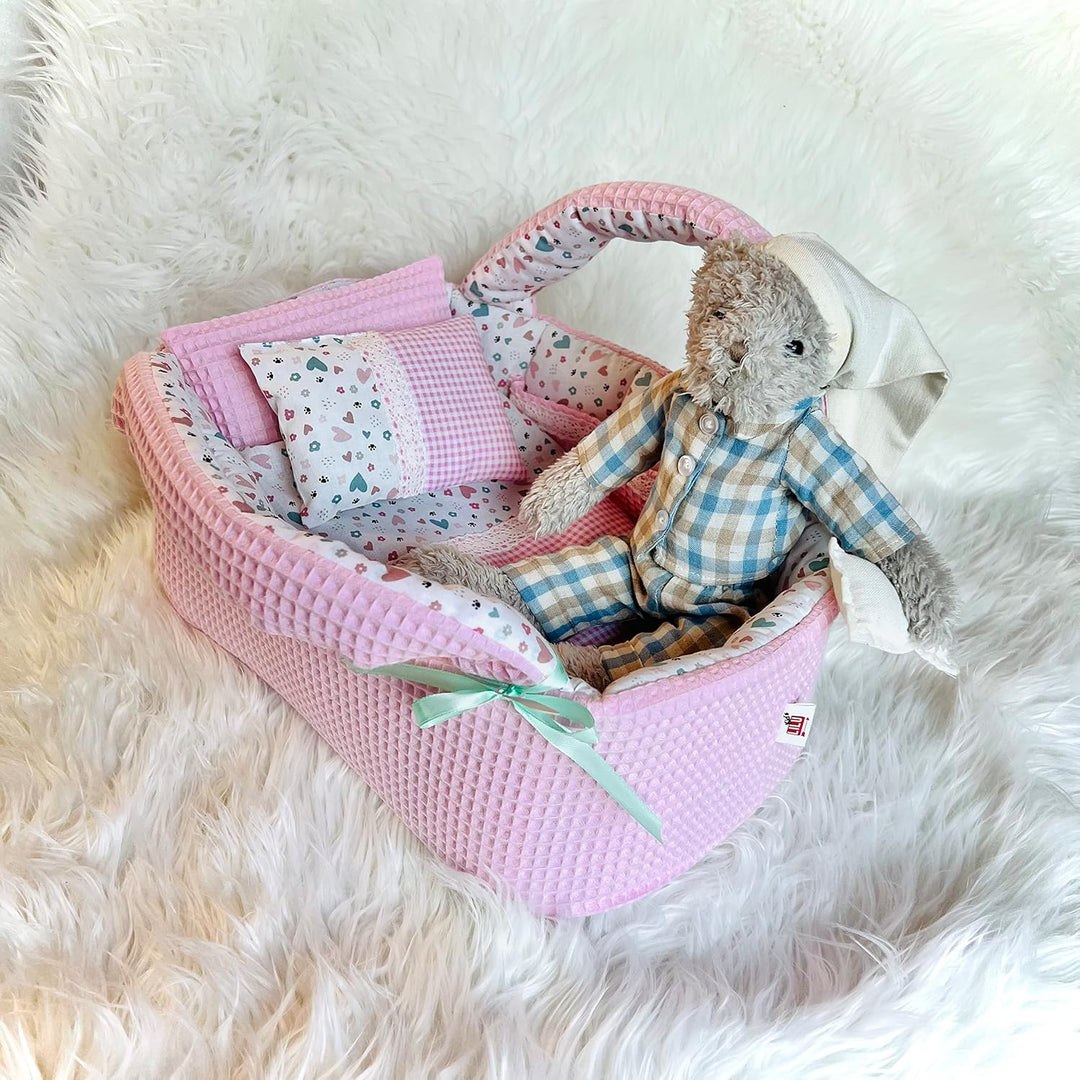 Puppentragetasche für Puppen von 30 bis 55 cm, Rosa, Baumwolle, Geschenk, Waschbar (45-50 cm), 45-50