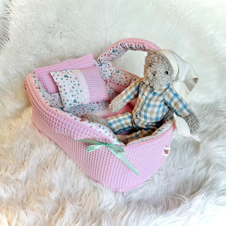Puppentragetasche für Puppen von 30 bis 55 cm, Rosa, Baumwolle, Geschenk, Waschbar (50-55 cm), 50-55