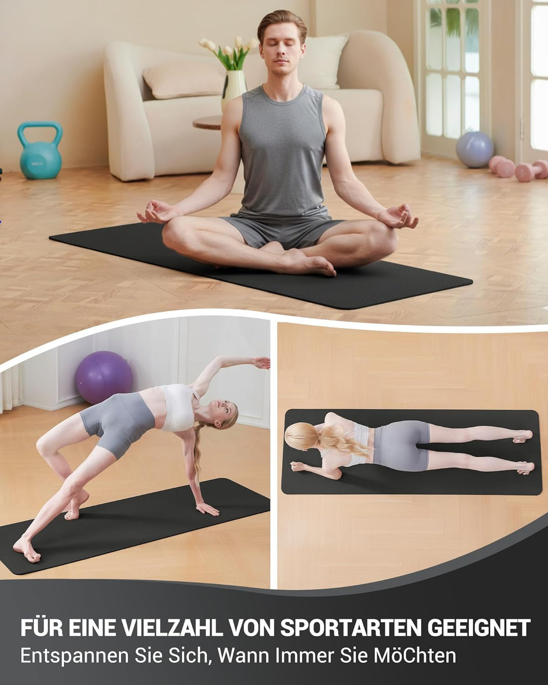 Good Nite Yogamatten Für Frauen Rutschfeste Strukturierte Oberflächen Gymnastikmatte Yoga Matte Dick
