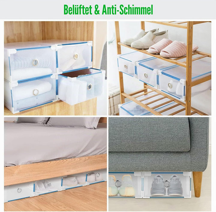 10Stück Set Schuhboxen Schuhkasten Schuhkarton Schuhaufbewahrung Aufbewahrungsbox mit Deckel Transpa