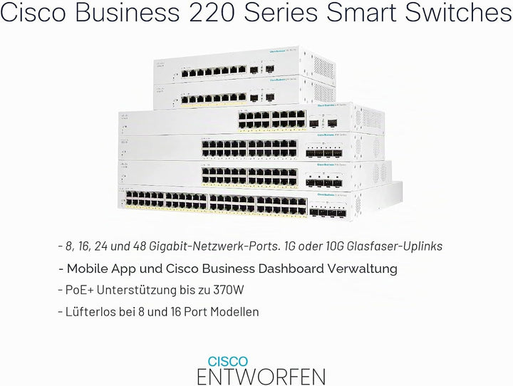 Cisco Business CBS220-8T-E-2G Smart Switch | 8 GE-Ports | 2x1G Small Form-Factor Pluggable (SFP) | 3