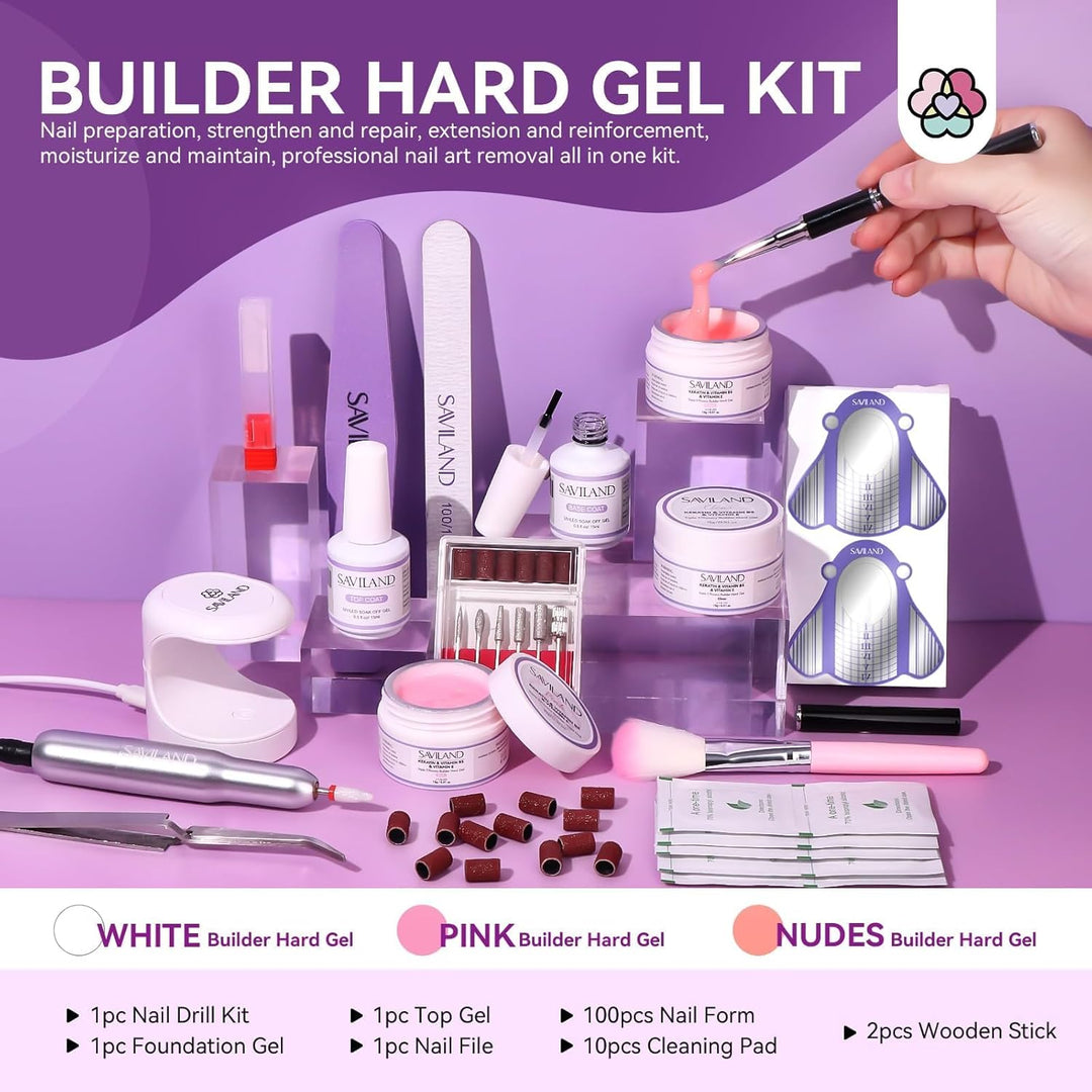 SAVILAND Builder Nail Gel Set – Klares&Rosa&Nude Aufbaugel für Gelnägel,Hartes Builder Gel für Nägel