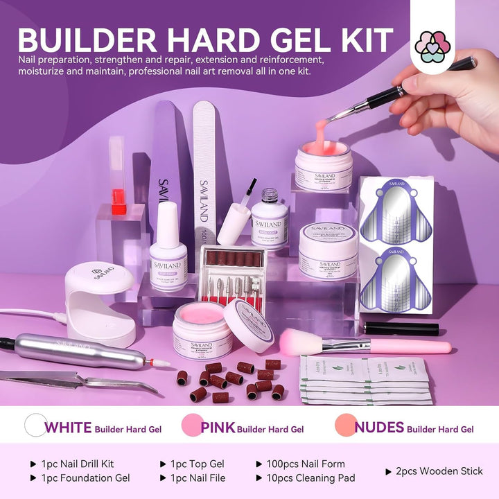 SAVILAND Builder Nail Gel Set – Klares&Rosa&Nude Aufbaugel für Gelnägel,Hartes Builder Gel für Nägel