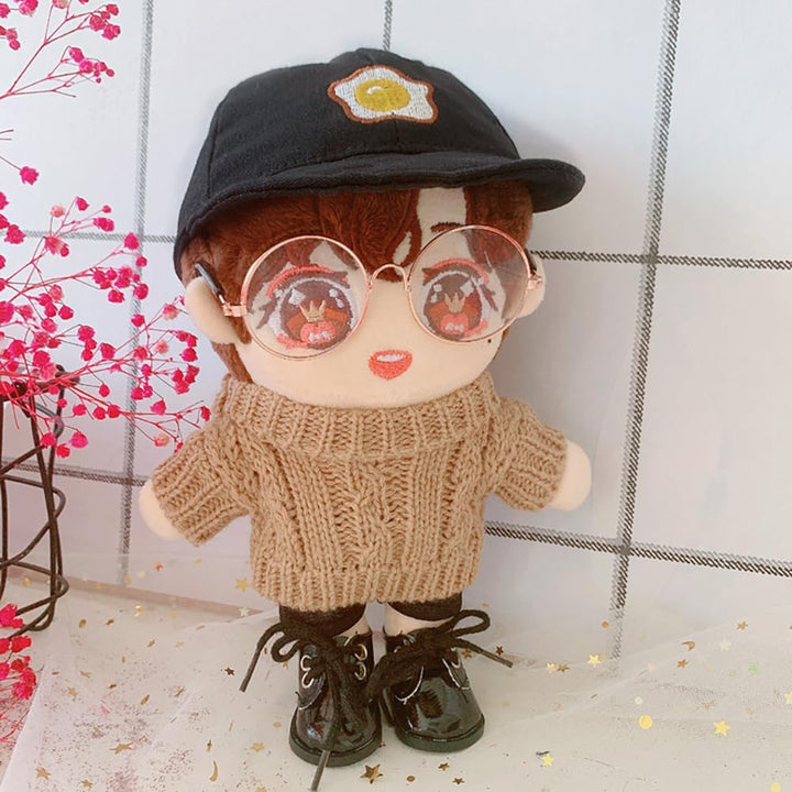 niannyyhouse 20cm Plüsch Puppe Kleidung Quadrat Gesicht Hut Pullover Jeans 8in Stuffed Doll Dressup