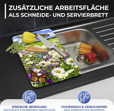 Maximex Herdabdeckplatte Universal Sommerwiese - 2er Set, Abdeckplatten für alle Herdarten, Gehärtet