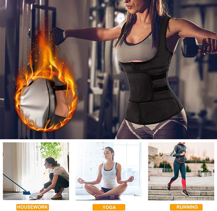KUMAYES Damen Sauna Effekt Anzug Fitness Taille Waist Trainer Schwitzeffekt Training Tanktop Unterbr