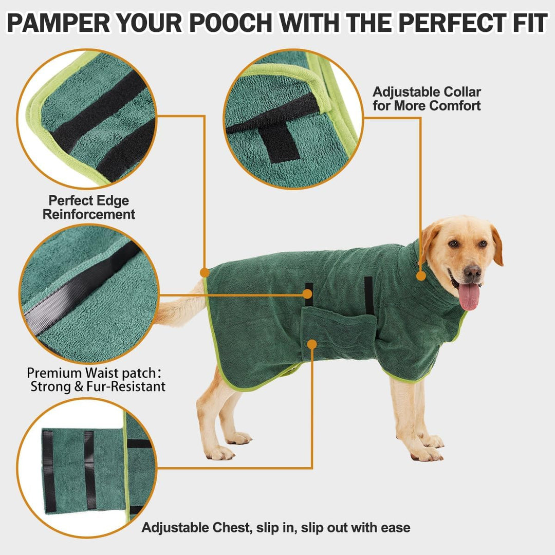 HezzLuv Bademantel Für Hunde, Hundebademantel Aus Mikrofaser Für Mittlere Und Grosse Hunde, Saugfähi