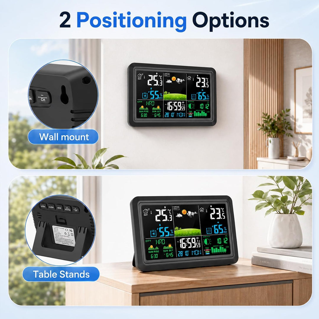 Wetterstation Wlan,Mit Aussensensor & Wettervorhersage,Mit App Tuya Und Smartlife,Batteriebetrieb Un