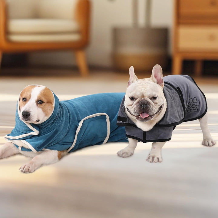 PETTOM Hundebademantel Mikrofaser, Bademantel Hund Extra Saugfähig und Schnelltrocknend, Hunde-Badem
