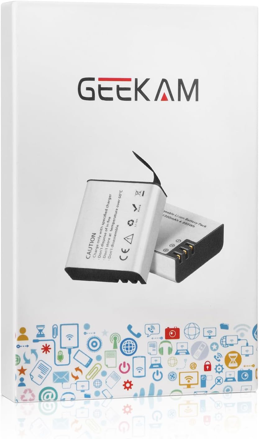 Action Cam Akku, 2 x 1350mAh Akkus für AKASO EK7000/Brave 4 Pro/V50X, COOAU, Dragon Touch, GOOKAM, S