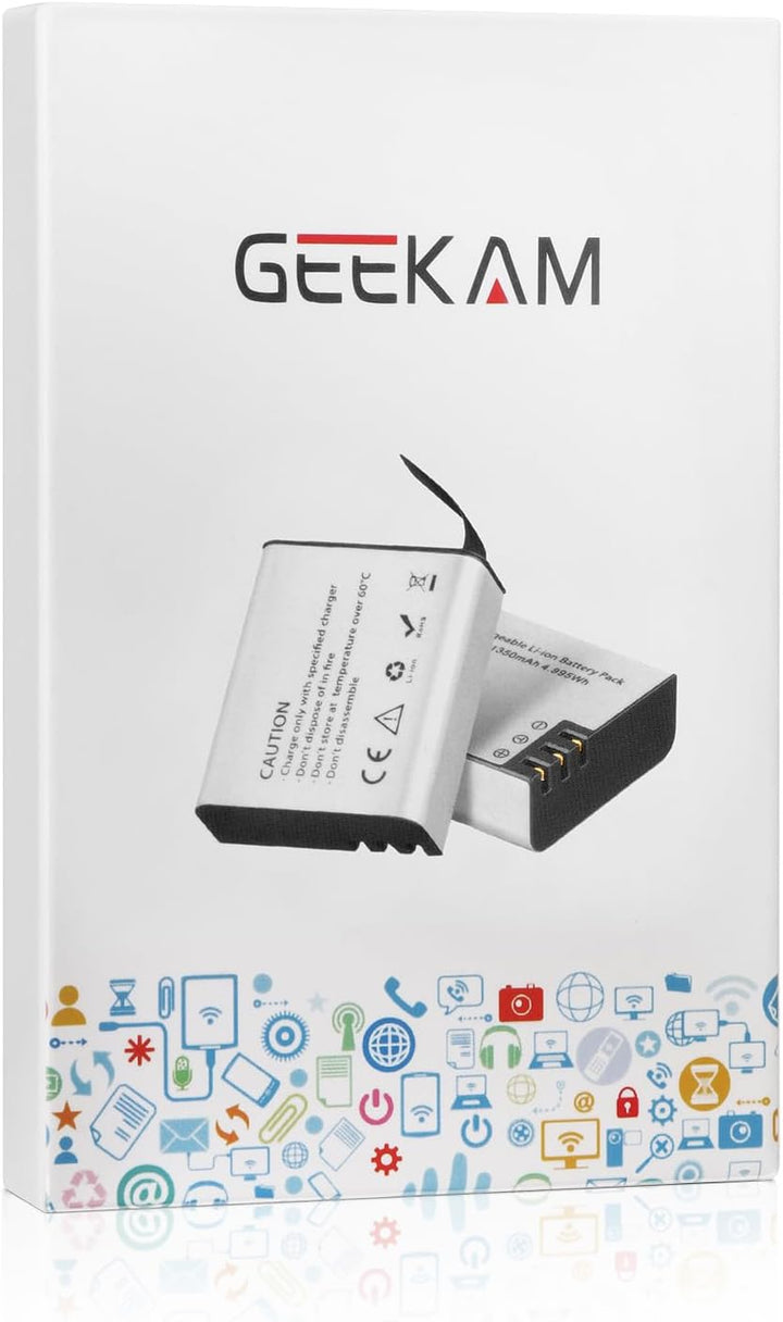Action Cam Akku, 2 x 1350mAh Akkus für AKASO EK7000/Brave 4 Pro/V50X, COOAU, Dragon Touch, GOOKAM, S