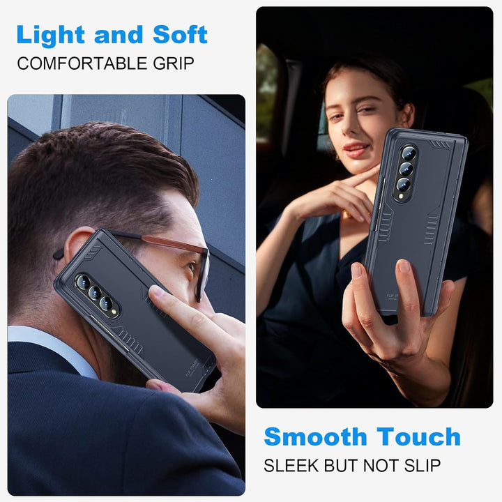 for Samsung Galaxy Z Fold 4 Ständer Hülle mit Privatsphäre Bildschirmschutz, Scharnier Schutz, Displ